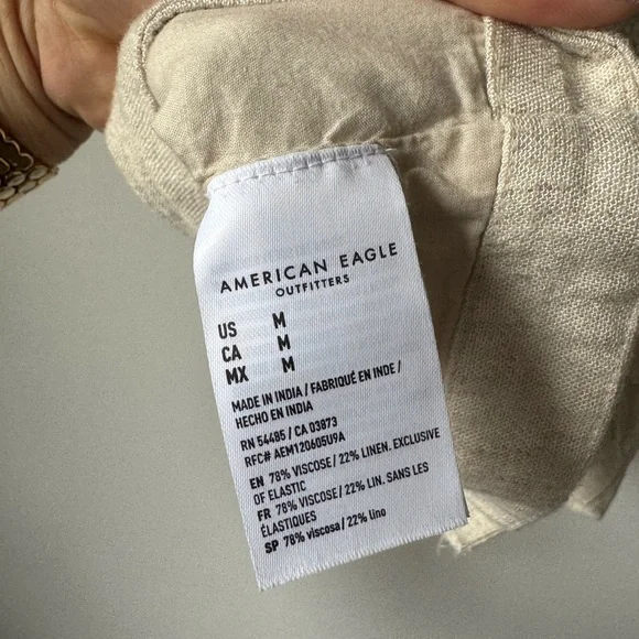 American Eagle Size M Beige Linen Women's Top - Picture 4 of 4